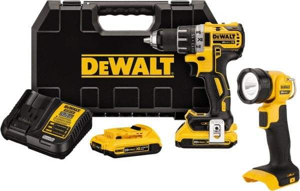 DeWALT - 20 Volt 1/2" Chuck Mid-Handle Cordless Drill - 0-500 & 0-2000 RPM, Keyless Chuck, Reversible, 2 Lithium-Ion Batteries Included - A1 Tooling