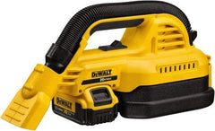 DeWALT - 0.5 Gal Plastic Tank, Battery Powered Wet/Dry Vacuum - 0.33 Peak hp, 20 Volt, 1-1/4" Hose Fitting, Cordless, HEPA Filter, Accessories Included - A1 Tooling