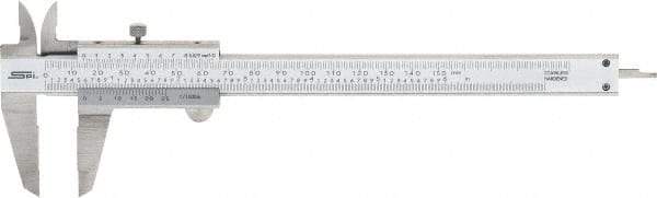 SPI - 0 to 150mm Stainless Steel Vernier Caliper - 0.02mm Graduation, 1.57" Jaw Depth, 0.001" Accuracy, Includes NIST Traceability Certificate - A1 Tooling