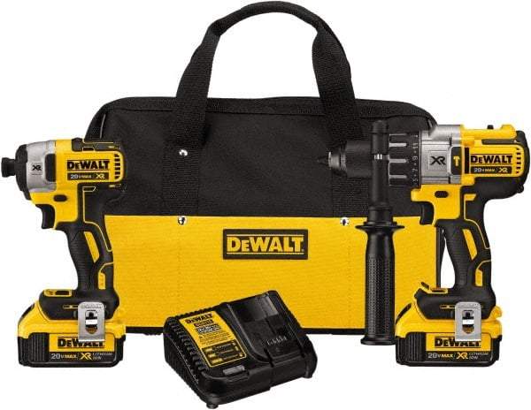 DeWALT - 20 Volt Cordless Tool Combination Kit - Includes 1/2" Brushless Hammerdrill & 1/4" Brushless Compact Impact Driver, Lithium-Ion Battery Included - A1 Tooling