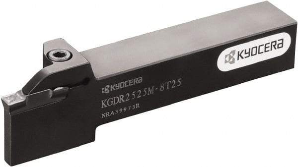 Kyocera - KGD, External, Left Hand, 5.9944mm Max Depth of Cut, 1.9812 to 3mm Groove Width, Indexable Grooving Tool Holder - Multiple Insert Compatibility, 20mm Shank Height, 20mm Shank Width, 125mm OAL - A1 Tooling