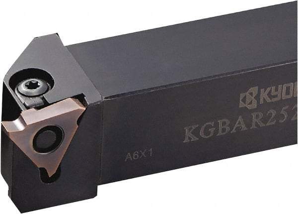 Kyocera - KGBA, External, Right Hand, 0.157" Max Depth of Cut, 0.013 to 0.189" Groove Width, Indexable Grooving Tool Holder - GBA43R/L.. Insert Compatibility, 1" Shank Height, 1" Shank Width, 6" OAL - A1 Tooling