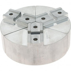 Abbott Workholding Products - 6" Max Chuck Capacity, Serrated Interface, Round Soft Lathe Chuck Jaw - 3 Jaw, Aluminum, 42.88mm Btw Mount Hole Ctrs, 6" Wide, 2" High, 18.75mm Groove, 5/16" Fastener - A1 Tooling