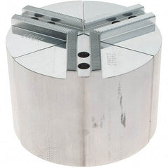 Abbott Workholding Products - 6" Max Chuck Capacity, 1.5mm x 60° Serrated Interface, Round Soft Lathe Chuck Jaw - 3 Jaw, Aluminum, 0.7874" Btw Mount Hole Ctrs, 6" Wide, 4" High, 10mm Fastener - A1 Tooling