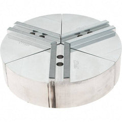 Abbott Workholding Products - 6" Max Chuck Capacity, 1.5mm x 60° Serrated Interface, Round Soft Lathe Chuck Jaw - 3 Jaw, Aluminum, 0.7874" Btw Mount Hole Ctrs, 8" Wide, 2" High, 10mm Fastener - A1 Tooling