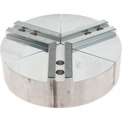 Abbott Workholding Products - 8" Max Chuck Capacity, 1.5mm x 60° Serrated Interface, Round Soft Lathe Chuck Jaw - 3 Jaw, Aluminum, 0.9843" Btw Mount Hole Ctrs, 8" Wide, 2" High, 12mm Fastener - A1 Tooling