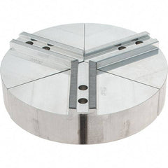 Abbott Workholding Products - 10" Max Chuck Capacity, 1.5mm x 60° Serrated Interface, Round Soft Lathe Chuck Jaw - 3 Jaw, Aluminum, 1.2598" Btw Mount Hole Ctrs, 10" Wide, 2" High, 12mm Fastener - A1 Tooling