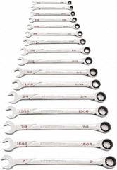 GearWrench - 16 Piece, 7/32" to 1", Ratcheting Combination Wrench Set - Inch Measurement Standard, Chrome Finish - A1 Tooling