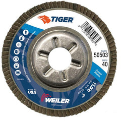 4″ Tiger Disc Abrasive Flap Disc, Angled, Alum. Backing, 40Z, 5/8″ Arbor Hole - A1 Tooling