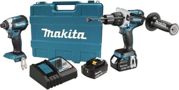 Makita - 18 Volt Cordless Tool Combination Kit - Includes 1/2" Hammer Drill & 1/4" Impact Driver, Lithium-Ion Battery Included - A1 Tooling