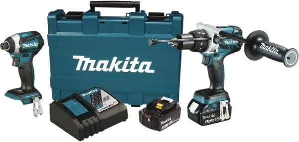 Makita - 18 Volt Cordless Tool Combination Kit - Includes 1/2" Hammer Drill & 1/4" Impact Driver, Lithium-Ion Battery Included - A1 Tooling