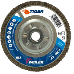 4-1/2″ Tiger Disc Abrasive Flap Disc, Angled, Alum. Backing, 24Z, 5/8″-11 UNC Nut - A1 Tooling