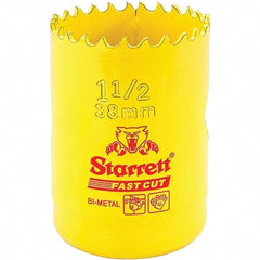 Starrett - 1-1/2" Diam, 1-5/8" Cutting Depth, Hole Saw - High Speed Steel Saw, Toothed Edge - A1 Tooling