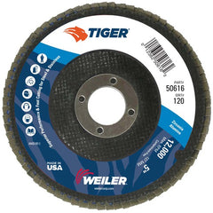 5″ Tiger Disc Abrasive Flap Disc, Angled, Phenolic Backing, 120Z, 7/8″ Arbor Hole - A1 Tooling