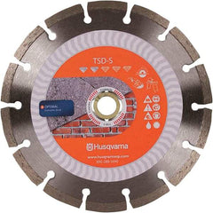 Husqvarna - 4-1/2" Diam, 5/8 & 7/8" Arbor Hole Diam, Continuous Edge Tooth Wet & Dry Cut Saw Blade - Diamond-Tipped, Fast Cutting Action, Standard Round Arbor - A1 Tooling