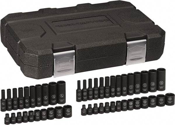 GearWrench - 48 Piece 1/4" Drive Black Finish Deep Well Impact Socket Set - 6 Points, 3/16" to 9/16" (4mm to 15mm) Range, Inch/Metric Measurement Standard - A1 Tooling