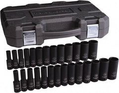 GearWrench - 27 Piece 1/2" Drive Black Finish Deep Well Impact Socket Set - 6 Points, 7/16" to 1-1/4" (10mm to 27mm) Range, Inch/Metric Measurement Standard - A1 Tooling