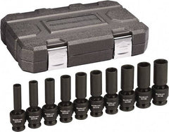 GearWrench - 10 Piece 1/2" Drive Black Finish Deep Well Impact Socket Set - 6 Points, 10mm to 19mm Range, Metric Measurement Standard - A1 Tooling