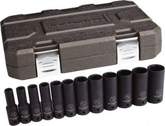 GearWrench - 12 Piece 1/2" Drive Black Finish Deep Well Impact Socket Set - 6 Points, 3/8" to 1-1/16" Range, Inch Measurement Standard - A1 Tooling