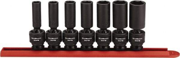 GearWrench - 7 Piece 3/8" Drive Black Finish Deep Well Impact Socket Set - 6 Points, 3/8" to 3/4" Range, Inch Measurement Standard - A1 Tooling