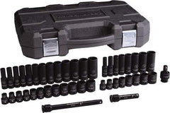 GearWrench - 44 Piece 3/8" Drive Black Finish Deep Well Impact Socket Set - 6 Points, 5/16" to 3/4" (8mm to 21mm) Range, Inch/Metric Measurement Standard - A1 Tooling