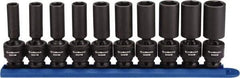 GearWrench - 10 Piece 3/8" Drive Black Finish Deep Well Impact Socket Set - 6 Points, 10mm to 19mm Range, Metric Measurement Standard - A1 Tooling