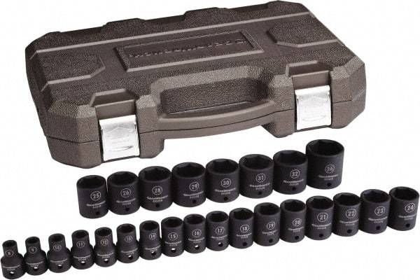 GearWrench - 25 Piece 1/2" Drive Standard Impact Socket Set - 6 Points, 8 to 36mm, Metric Measurement Standard - A1 Tooling