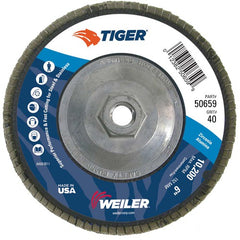 6″ Tiger Disc Abrasive Flap Disc, Angled, Phenolic Backing, 40Z, 5/8″-11 UNC Nut - A1 Tooling