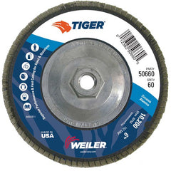 6″ Tiger Disc Abrasive Flap Disc, Angled, Phenolic Backing, 60Z, 5/8″-11 UNC Nut - A1 Tooling