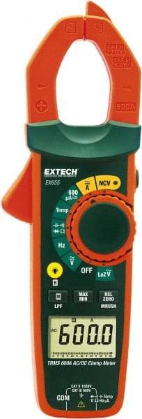 Extech - EX655, CAT III, Digital True RMS Auto Ranging Clamp Meter with 1.18" Clamp On Jaws - 750 VAC, 1000 VDC, 600 AC/DC Amps, Measures Voltage, Capacitance, Current, Frequency, Resistance, Temperature - A1 Tooling