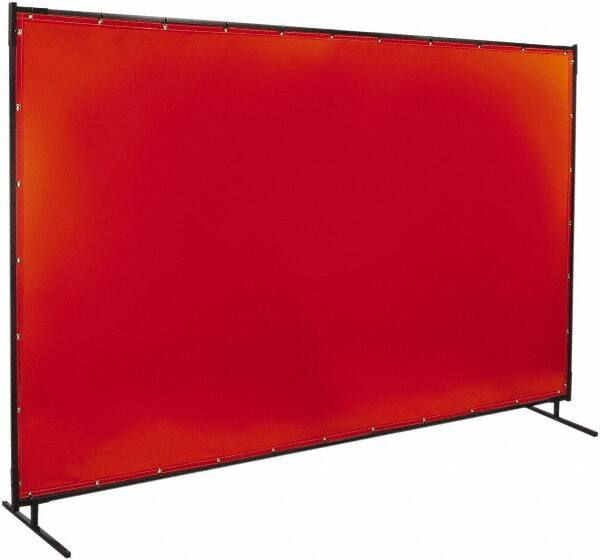 Steiner - 6' Wide x 10' High, 40mm Thickness, Transparent Vinyl Portable Welding Screen - Orange - A1 Tooling