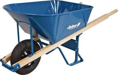 Jackson Professional Tools - 6 Cu Ft Capacity Wheelbarrow with 16" Pneumatic Wheel - Wood Handle, 58-1/2" Long x 26-3/4" Wide x 27" High, Blue - A1 Tooling