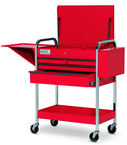 4 Drawer Red Service Cart with Lid; Rack & Tray - A1 Tooling