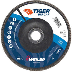 7″ Big Cat Abrasive Flap Disc, Flat, Phenolic Backing, 80Z, 7/8″ Arbor Hole - A1 Tooling