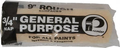 Premier Paint Roller - 3/4" Nap, 9" Wide Paint General Purpose Roller Cover - Semi-Smooth Texture, Polyester - A1 Tooling