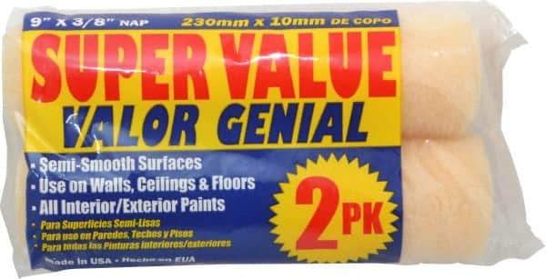 Premier Paint Roller - 3/8" Nap, 9" Wide Paint General Purpose Roller Cover - Semi-Smooth Texture, Polyester - A1 Tooling