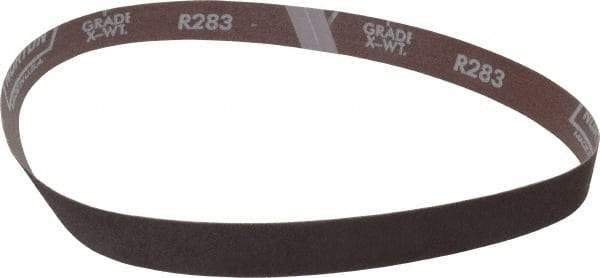 Norton - 1" Wide x 30" OAL, 80 Grit, Aluminum Oxide Abrasive Belt - Aluminum Oxide, Medium, Coated, X Weighted Cloth Backing, Series R283 - A1 Tooling