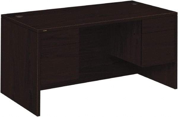 Hon - Woodgrain Laminate Double Pedestal Desk - 60" Wide x 30" Deep x 29-1/2" High, Mahogany - A1 Tooling