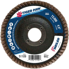 4 1/2″ × 7/8″-60 Grit - T27 Tiger Paw Zirc Flap Disc Phenolic Back - A1 Tooling