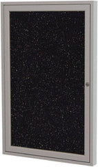 Ghent - 24" Wide x 18" High Enclosed Cork Bulletin Board - Fabric Covered, Black - A1 Tooling