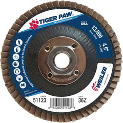 ‎4-1/2″ Tiger Paw Abrasive Flap Disc, Angled, Phenolic Backing, 36Z, 5/8″-11 A.H - A1 Tooling