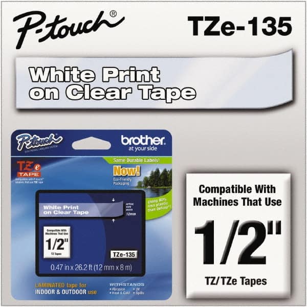 Brother - 1/2" Wide x 314.4" Long, Clear Plastic/Paper Tape Cassette - For Label Maker - A1 Tooling