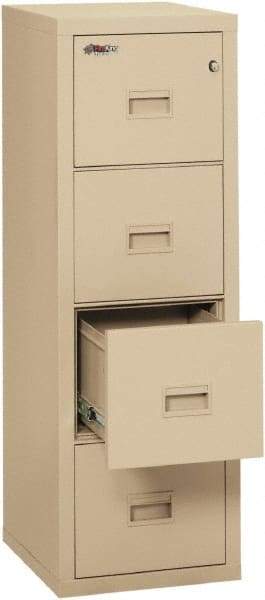 FireKing - 17-3/4" Wide x 52-3/4" High x 22-1/8" Deep, 4 Drawer Vertical File - Steel, Parchment - A1 Tooling