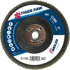 5″ Tiger Paw Abrasive Flap Disc, Flat, Phenolic Backing, 36Z, 5/8″-11 Arbor Hole - A1 Tooling