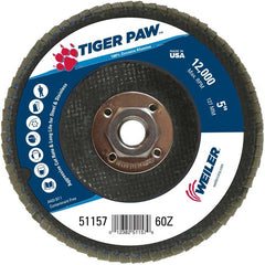 5″ Tiger Paw Abrasive Flap Disc, Angled, Phenolic Backing, 60Z, 5/8″-11 Arbor Hole - A1 Tooling