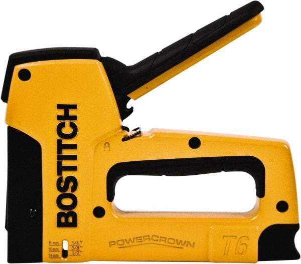 Stanley Bostitch - Manual Staple Gun - 1/4, 3/8, 1/2" Staples, 84 Lb Capacity, Yellow, Aluminum Die Cast - A1 Tooling