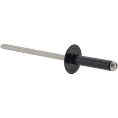 Made in USA - Large Flange Head Aluminum Open End Blind Rivet - Stainless Steel Mandrel, 1/32" to 11/64" Grip, 3/8" Head Diam, 1-1/8" Max Hole Diam, 0.563" Length Under Head, - A1 Tooling