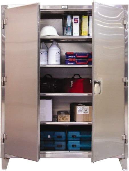 Strong Hold - 4 Shelf Locking Storage Cabinet - Stainless Steel, 48" Wide x 24" Deep x 72" High, Dark Gray - A1 Tooling