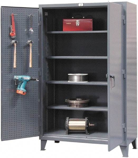 Strong Hold - 4 Shelf Pegboard Storage Cabinet - Steel, 48" Wide x 24" Deep x 72" High, Dark Gray - A1 Tooling