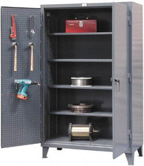 Strong Hold - 4 Shelf Pegboard Storage Cabinet - Steel, 72" Wide x 24" Deep x 78" High, Dark Gray - A1 Tooling